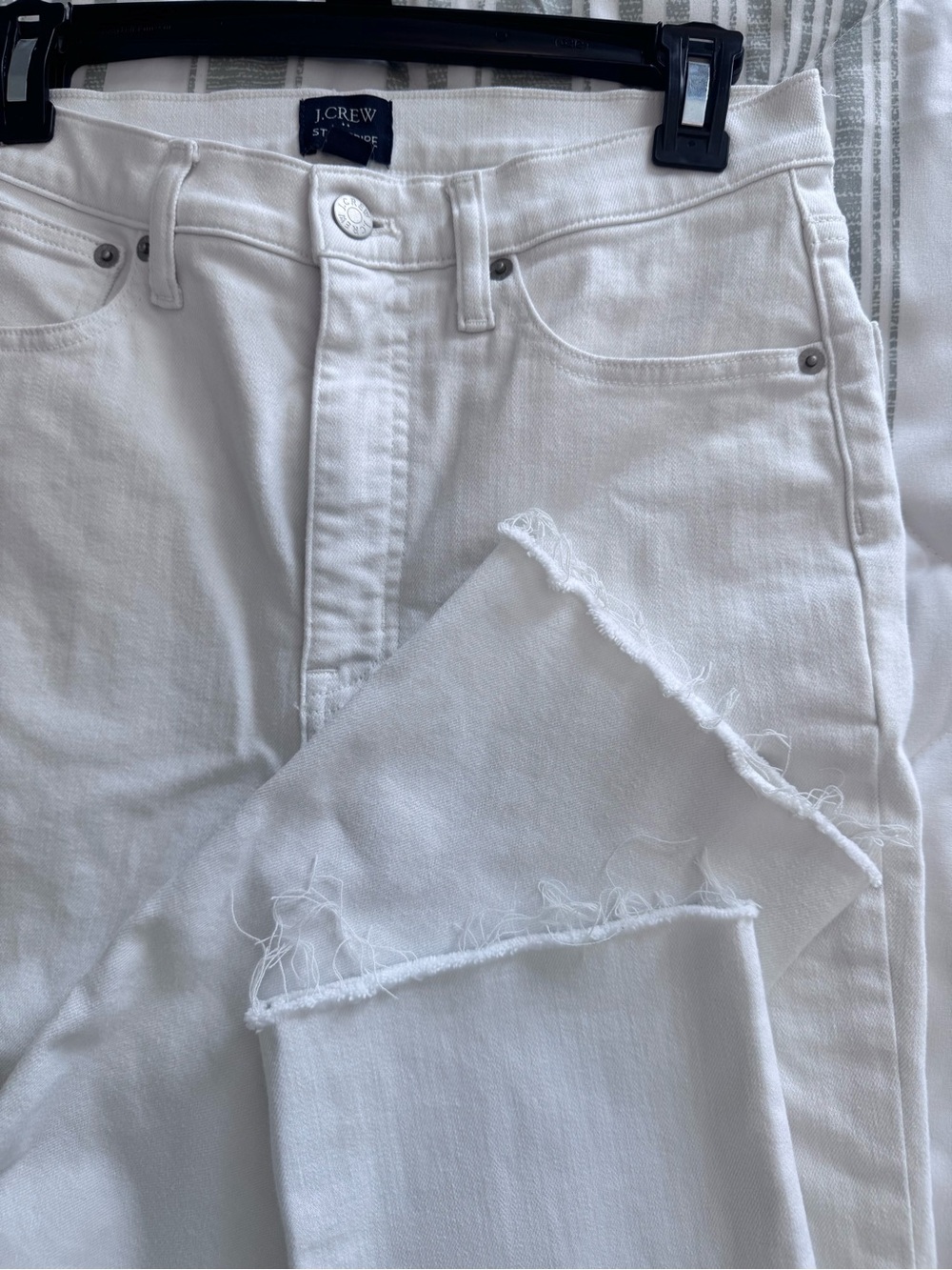 J. Crew High-Rise Stovepipe Straight Ankle White Jeans
